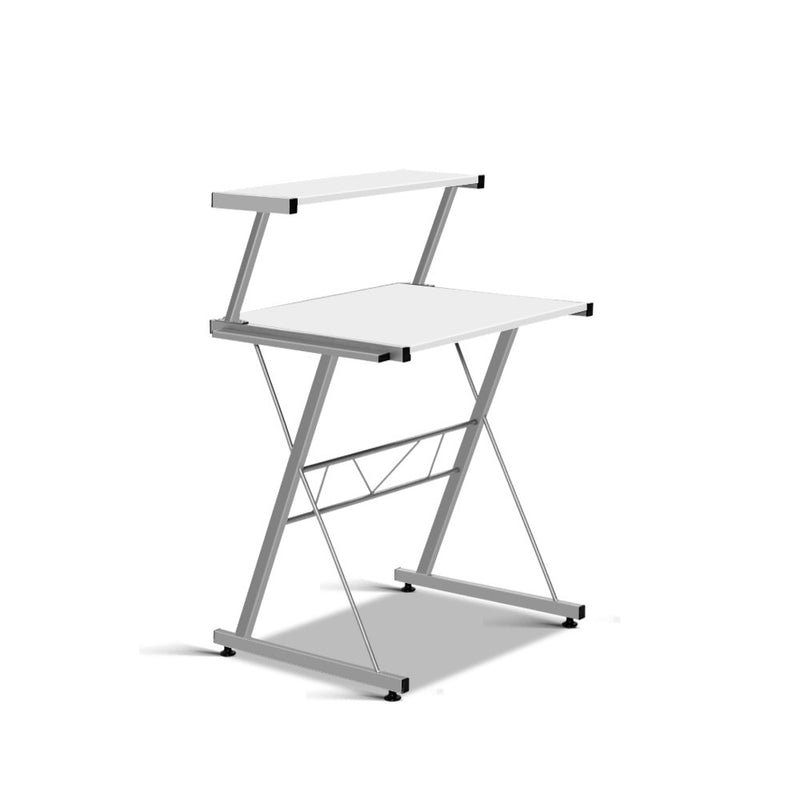 Diva Office Corner Metal Pull Out Desk - White