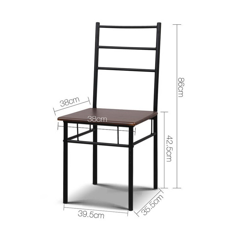 Diva Stylish Metal Table and Chairs - Walnut & Black