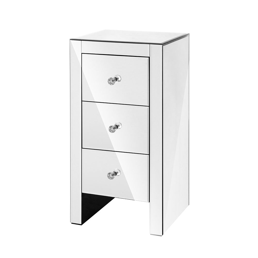 Milano Mirrored Bedside table Silver by Sleep House Sydney NSW