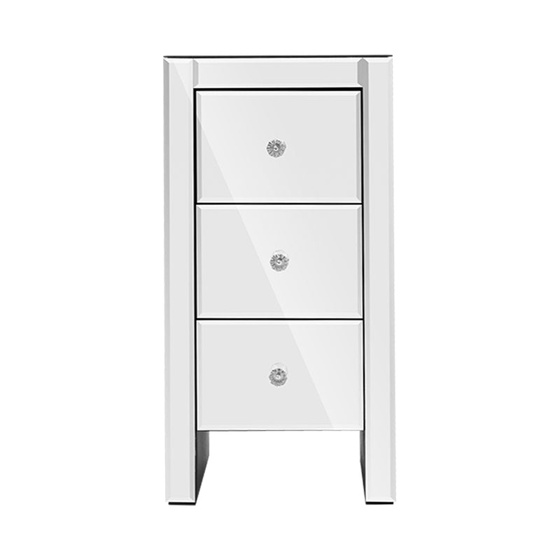 Milano Mirrored Bedside table Quenn Silver