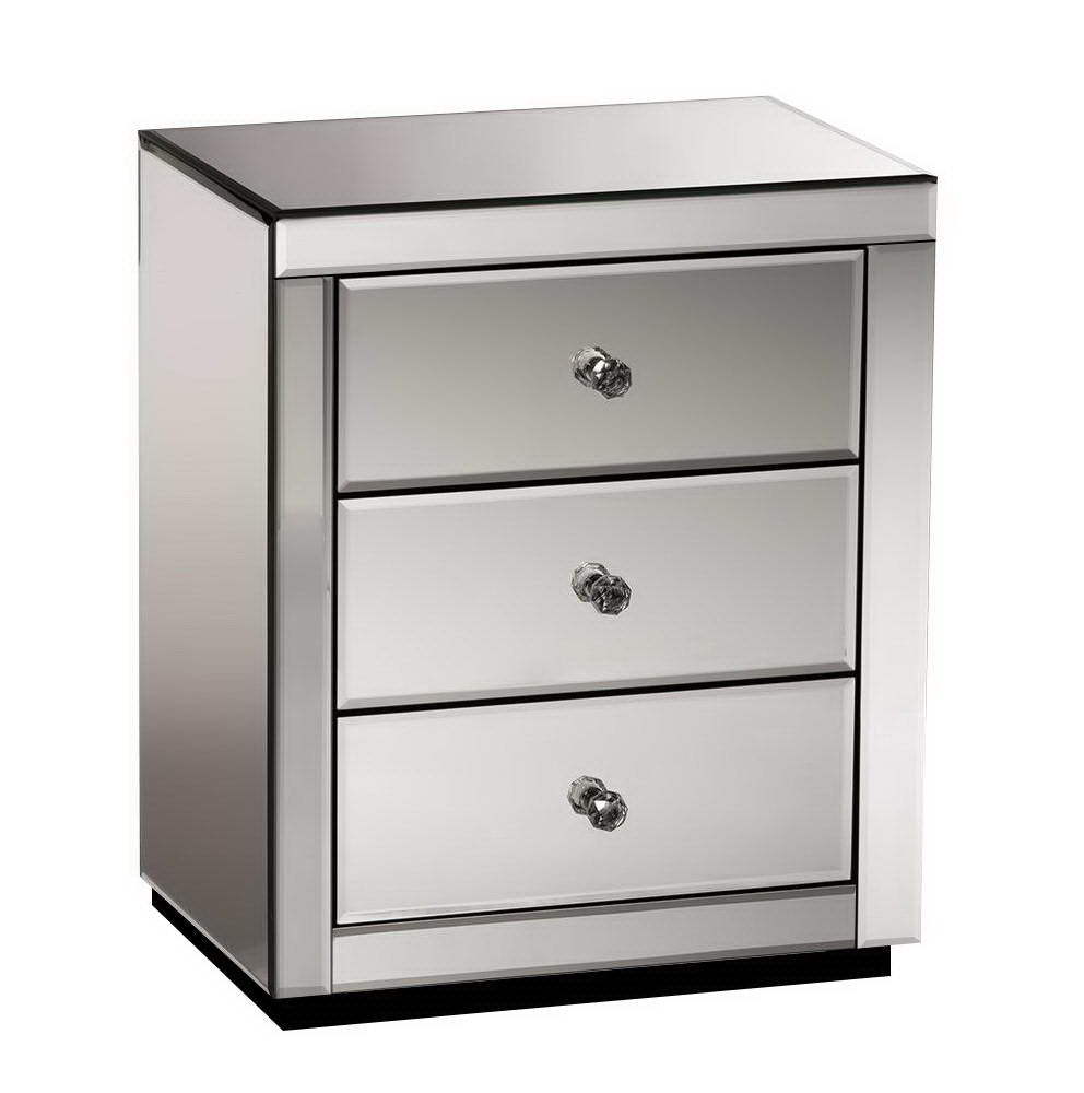 Milano Stylish Mirrored Bedside Table Glass by Sleep House Doncaster