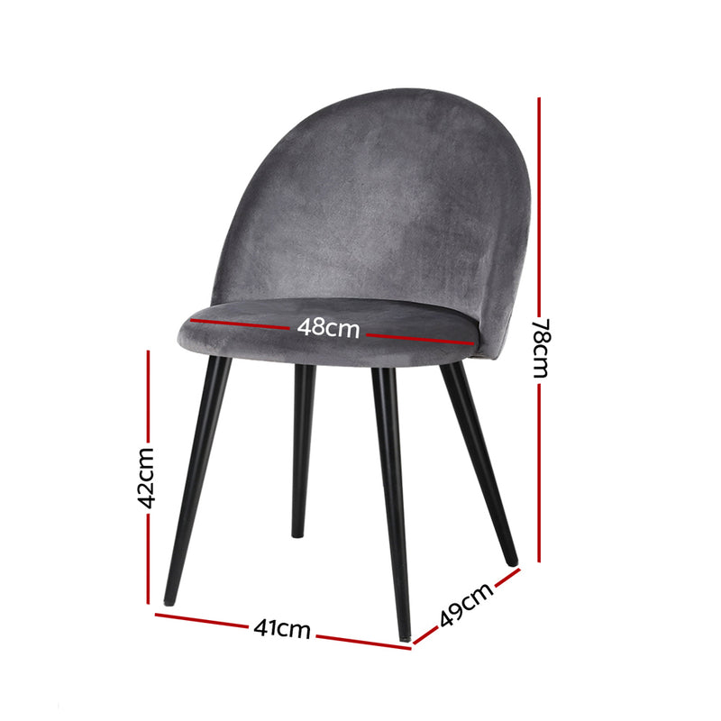 Diva Set of 2 Velvet Modern Dining Chair - Dark Grey