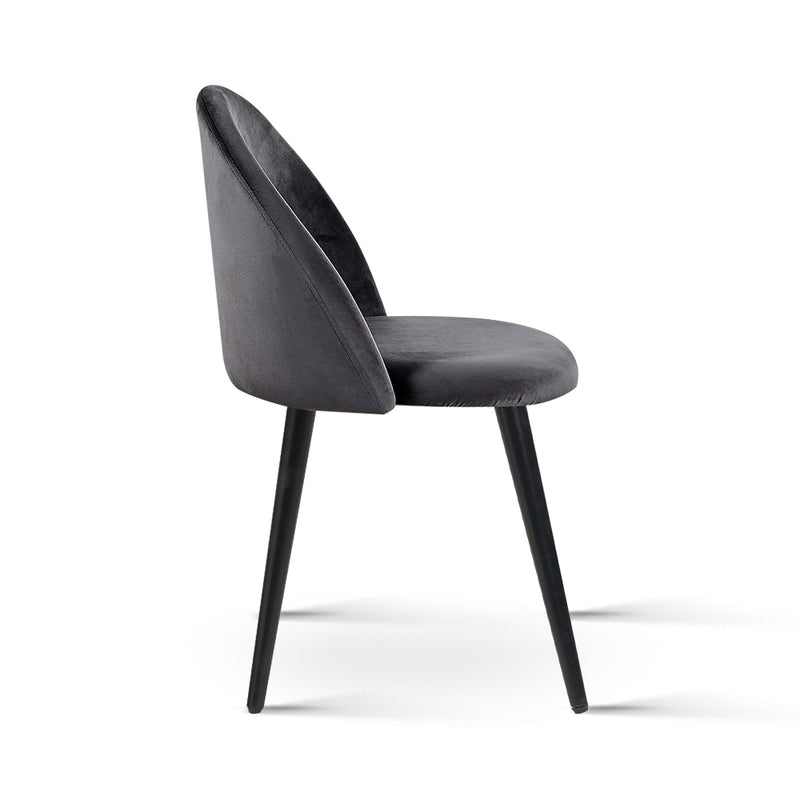 Diva Set of 2 Velvet Modern Dining Chair - Dark Grey