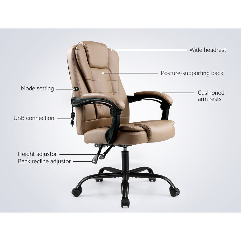 Diva Premium Recliner Massage Office Chair PU Leather at Sleep House