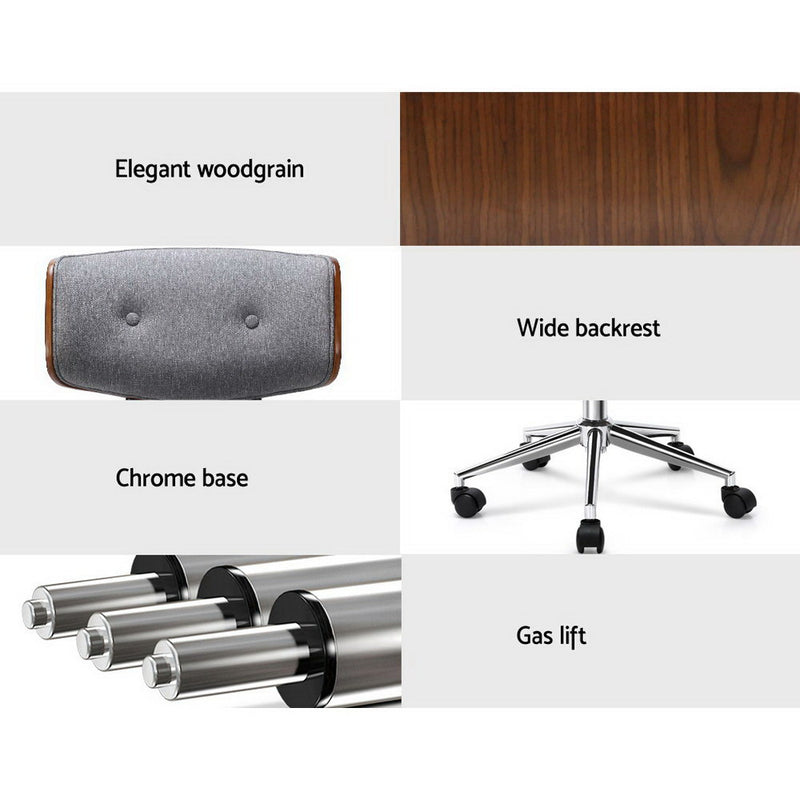 Diva Executive Office Chair Fabric Computer Chairs Wooden Grey