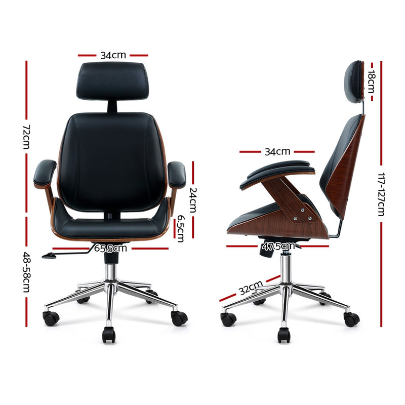 Diva Premium PU Leather Wooden Executive Office Chair Black