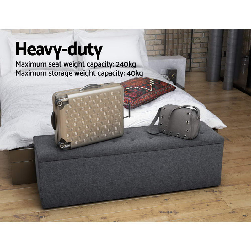 Milano Premium Storage Ottoman Foot Stool Rest Chest Couch Grey