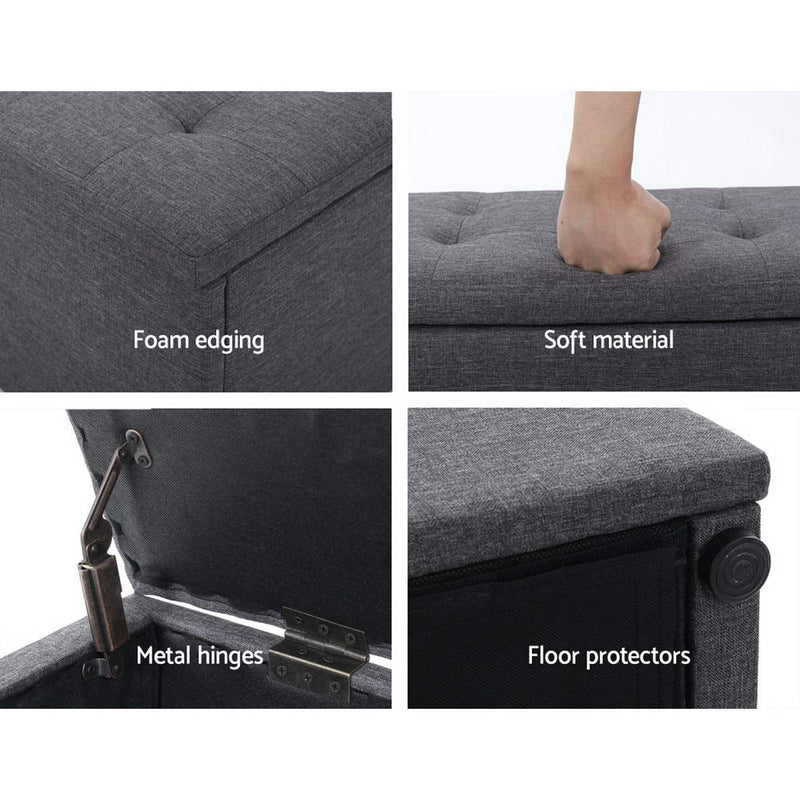 Milano Premium Storage Ottoman Foot Stool Rest Chest Couch Grey