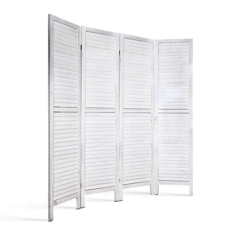 Diva 4 Panel Foldable Wooden Room Divider - White