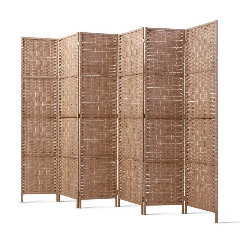 Diva 6 Panel Room Divider Screen Privacy Rattan Timber Foldable Dividers
