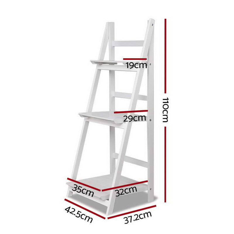 Diva 3 Tier Display Shelf Wooden Ladder Stand Storage Book Shelf