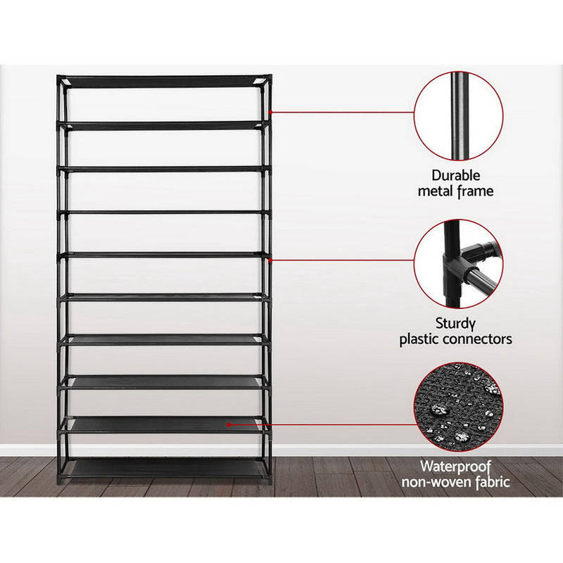 Shoe Rack Metal Shelf 50 Pairs 10 Tier at Sleep House Melbourne