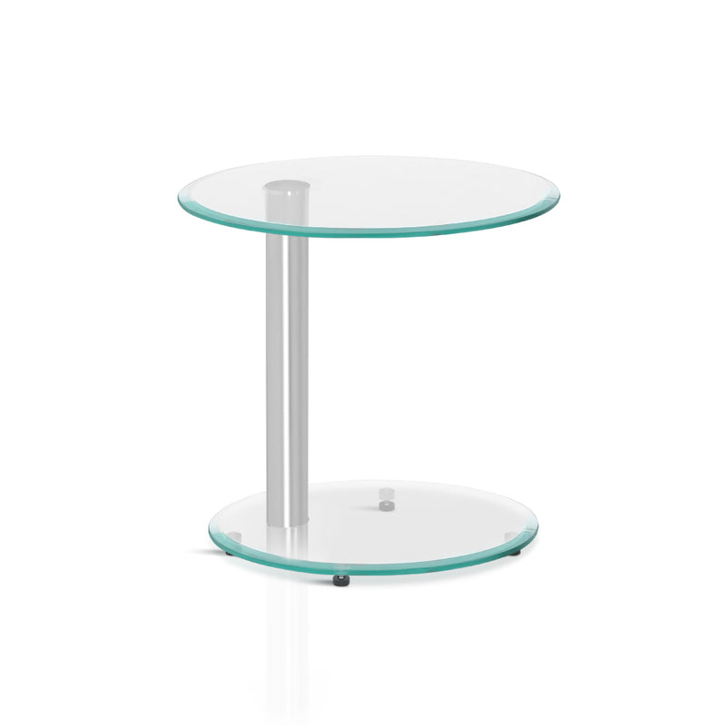 Diva Side Coffee Table Bedside Furniture Oval Tempered Glass 