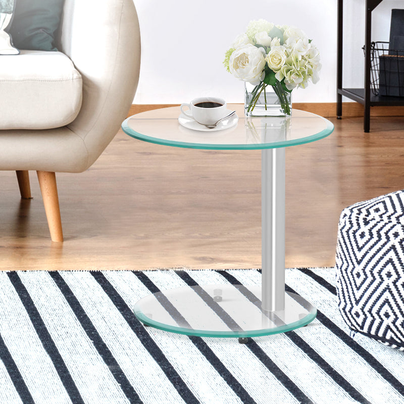 Diva Side Coffee Table Bedside Oval Tempered Glass at Sleep House QLD