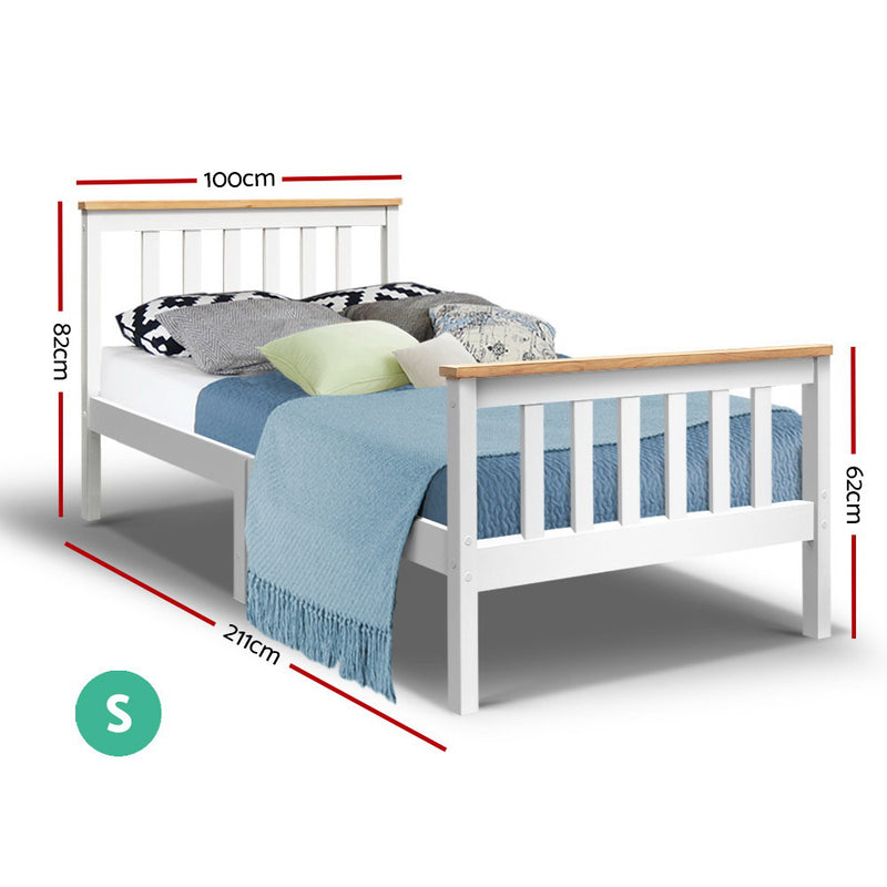 Milano Stylish Wooden Bed Frame White - Single Size