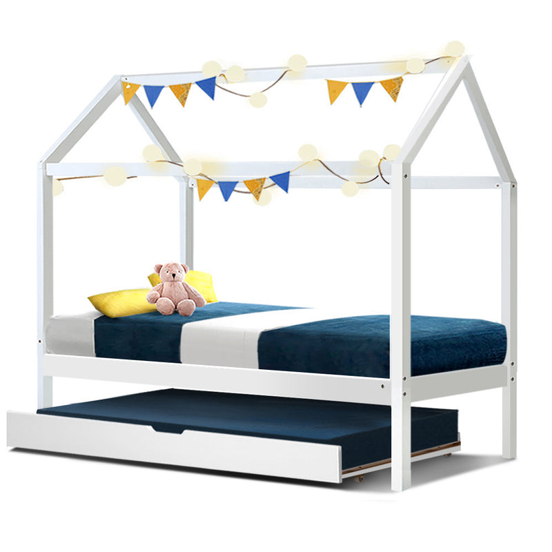 Milano Pine Timber Wooden Bed Frame White Single Size at Sleep House Sydney