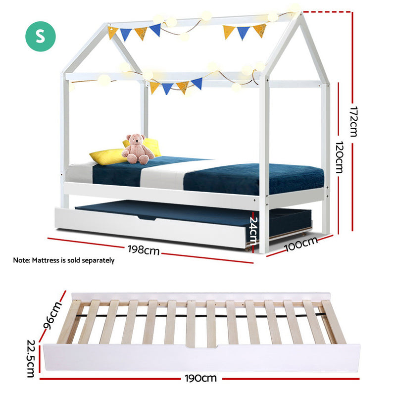 Milano Wooden Bed Frame Pine Timber Platform White HOLY - Single Size