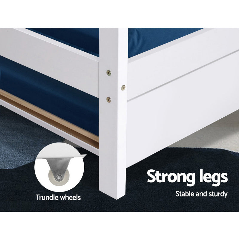 Milano Pine Timber Wooden Bed Frame White Single Size at Sleep House Sydney