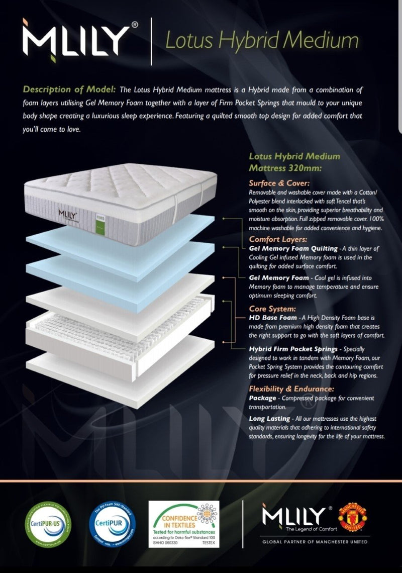 MLILY LOTUS HYBRID MEDIUM MATTRESS
